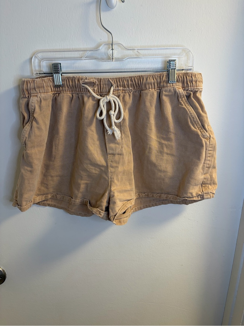 Simply Southern Women’s L Tan Cotton Pull On Shorts Drawstring Casual Beach